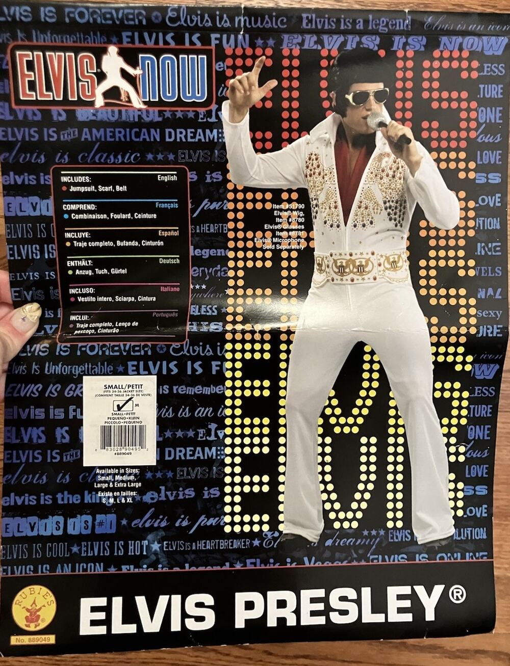 Rubie’s Elvis Presley Halloween Costume Mens Small 34-36. Jumpsuit + Accessories